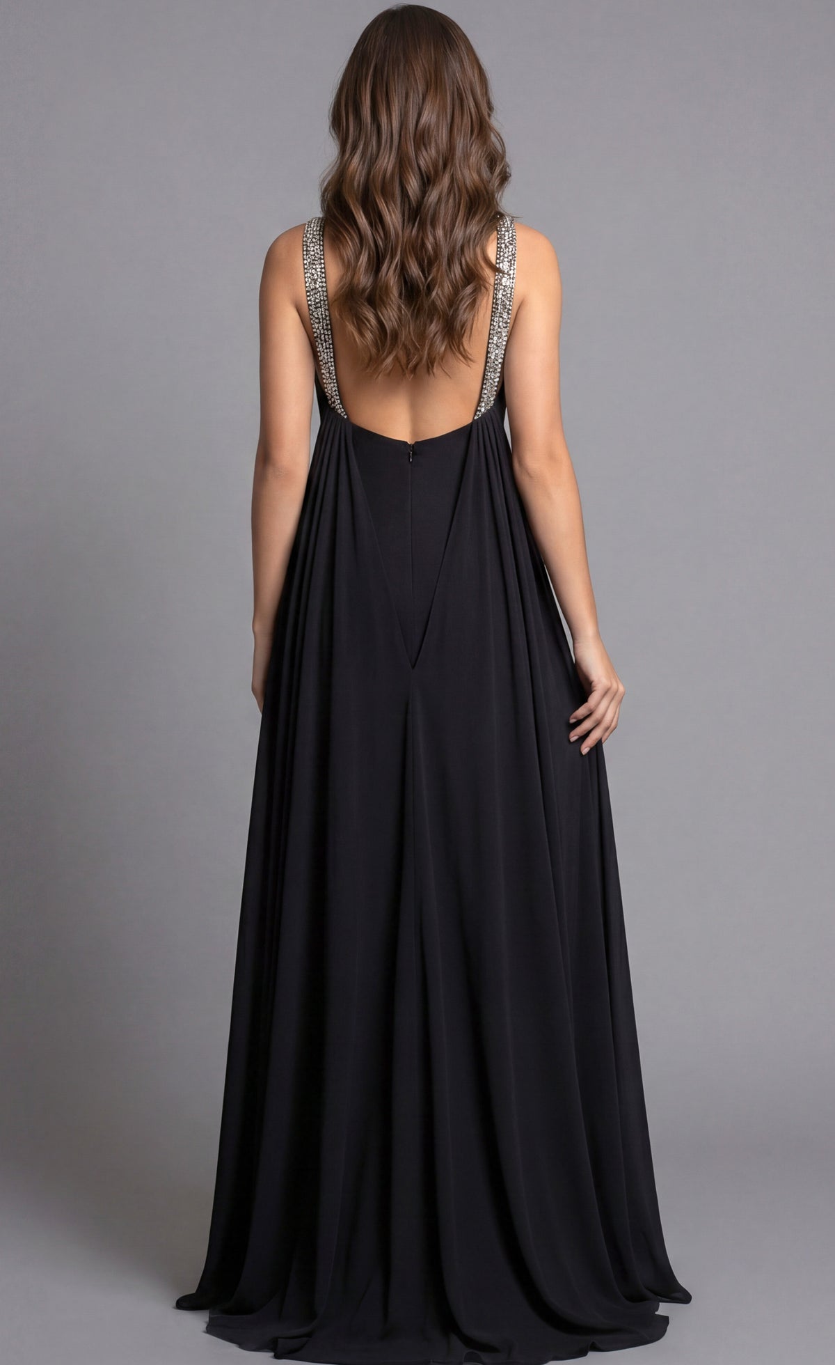 Jovani 43698 Beaded High Neck Halter Gown With Cape And Slit