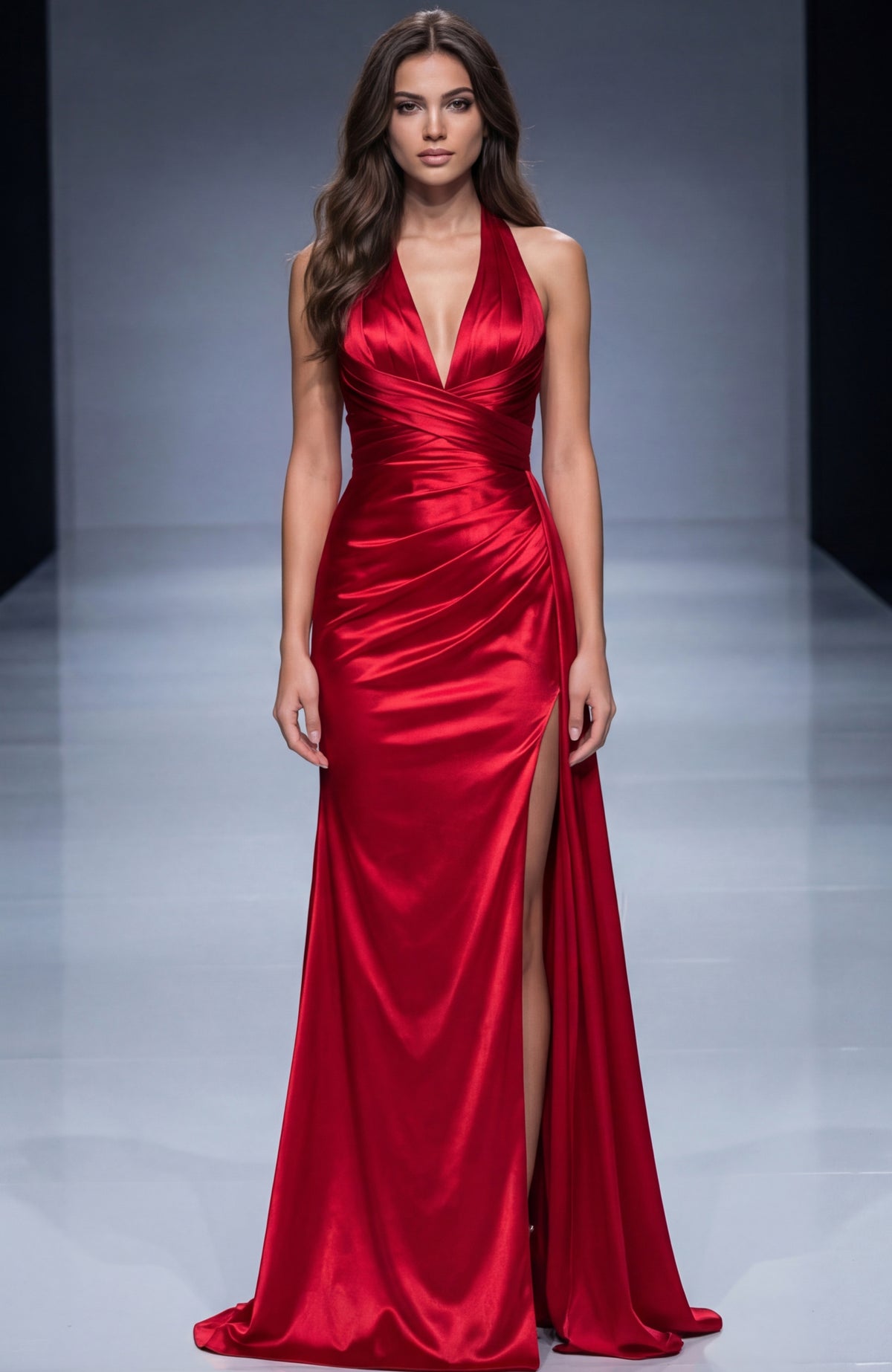 Jovani 43853 Halter Maxi Dress With Open Back And High Slit