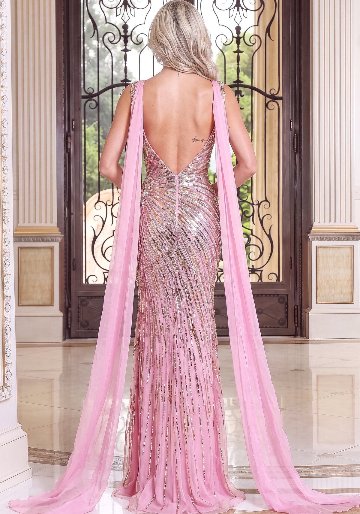 Jovani 54362 Beaded V Neck Sheath Gown