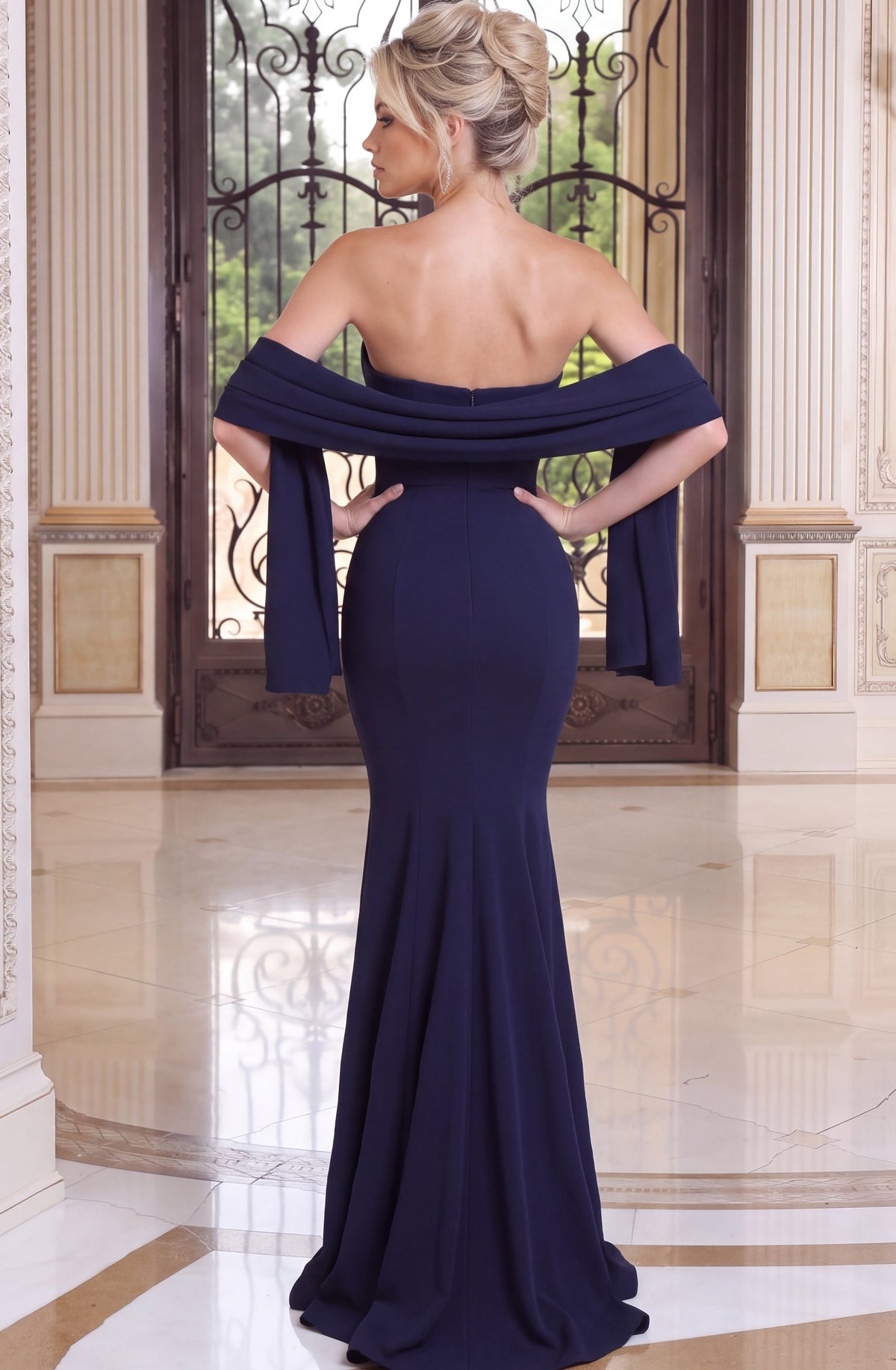 Jovani 54732 Strapless Mermaid Gown With Ruffle Drape