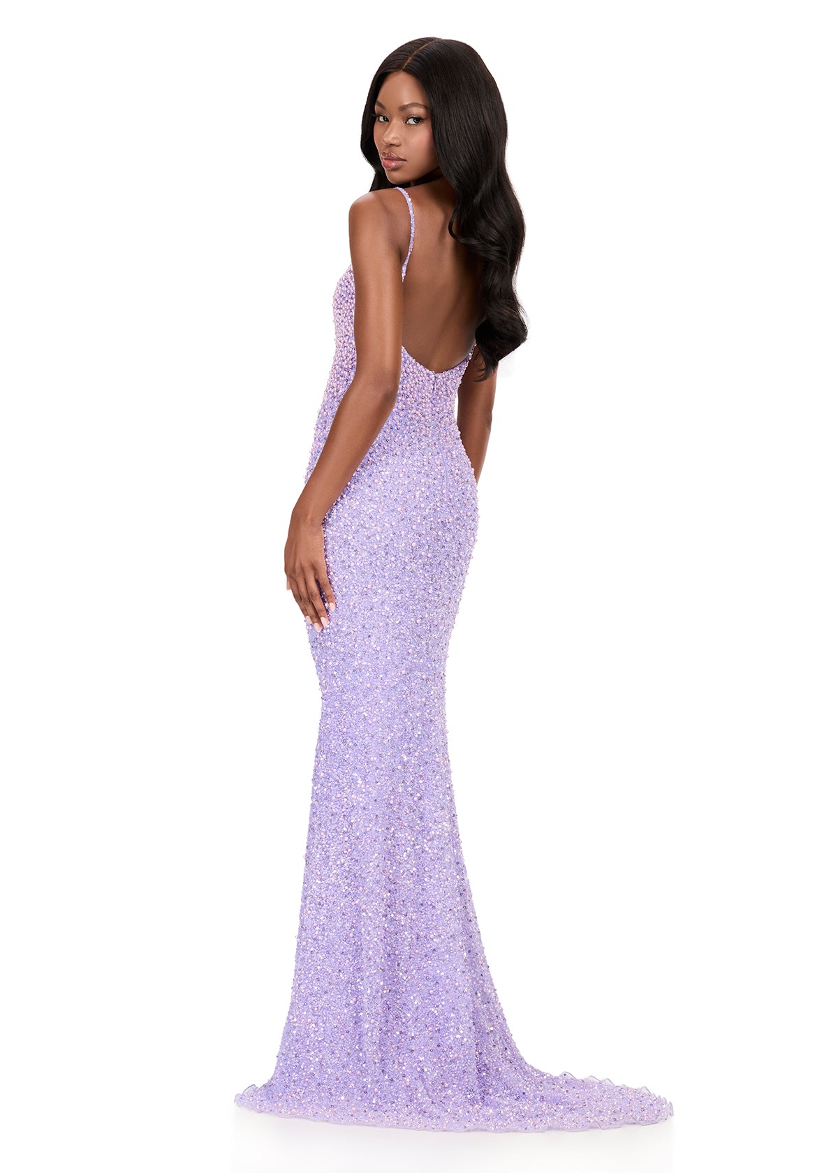 ASHLEYlauren Dress ASHLEYlauren Style 12244 - Fully Beaded Pageant Dress with V-Neckline