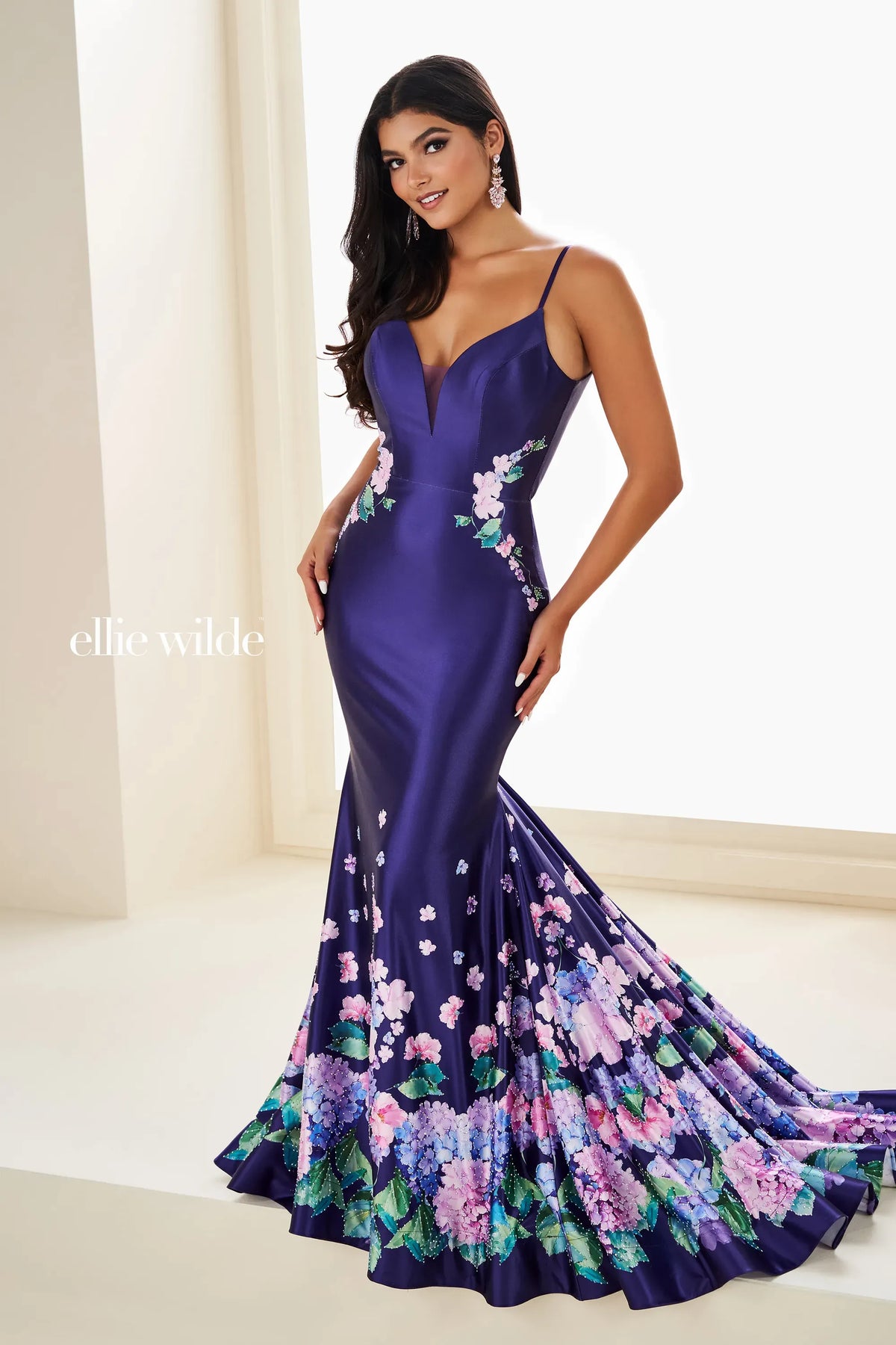 Ellie Wilde Prom Dress Dark Purple/Multi / 00 Ellie Wilde EW37000