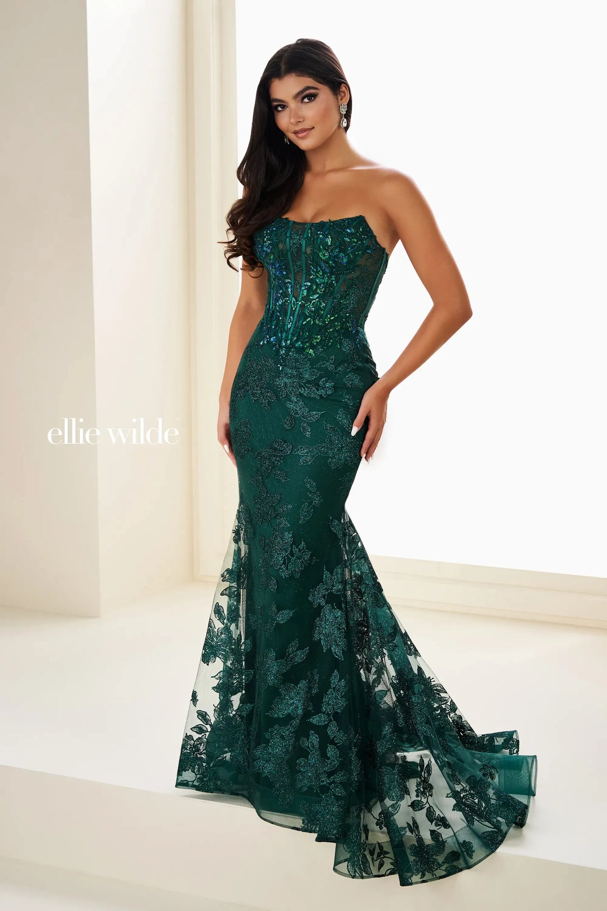 Ellie Wilde Prom Dress Emerald / 00 Ellie Wilde EW37083
