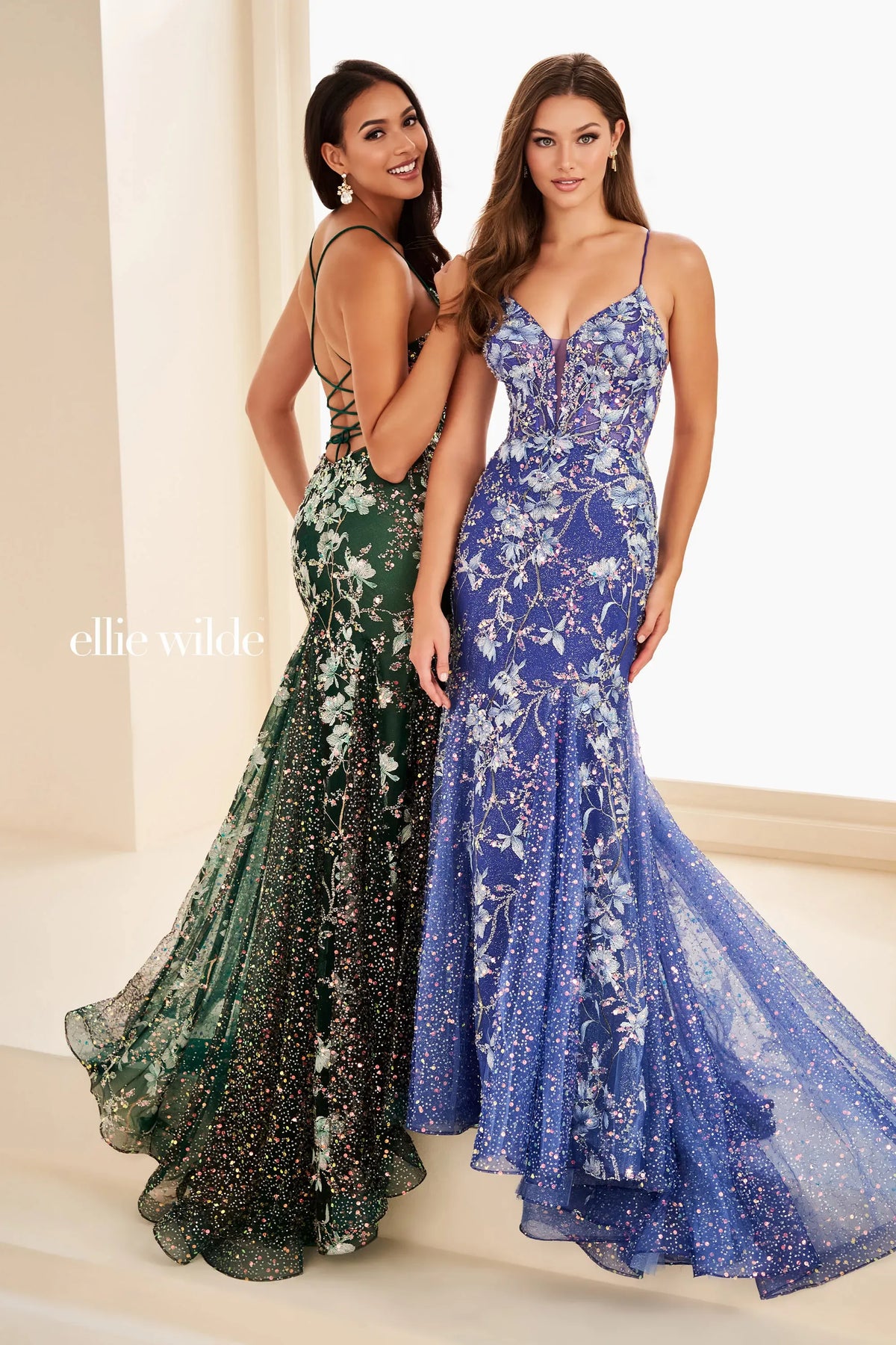 Ellie Wilde Prom Dress Forest Green/Multi / 00 Ellie Wilde EW37021