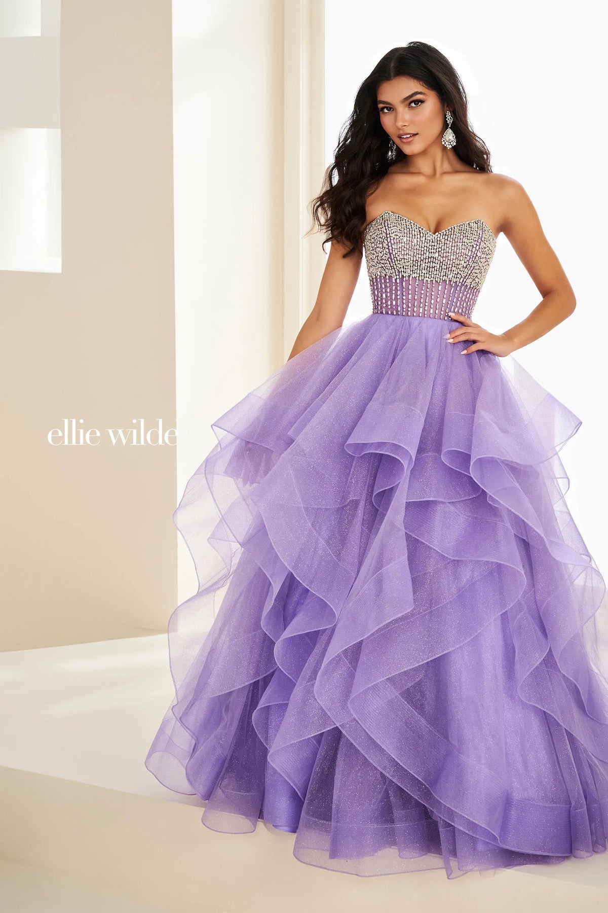 Ellie Wilde Prom Dress Lavender/Silver / 00 Ellie Wilde EW37221