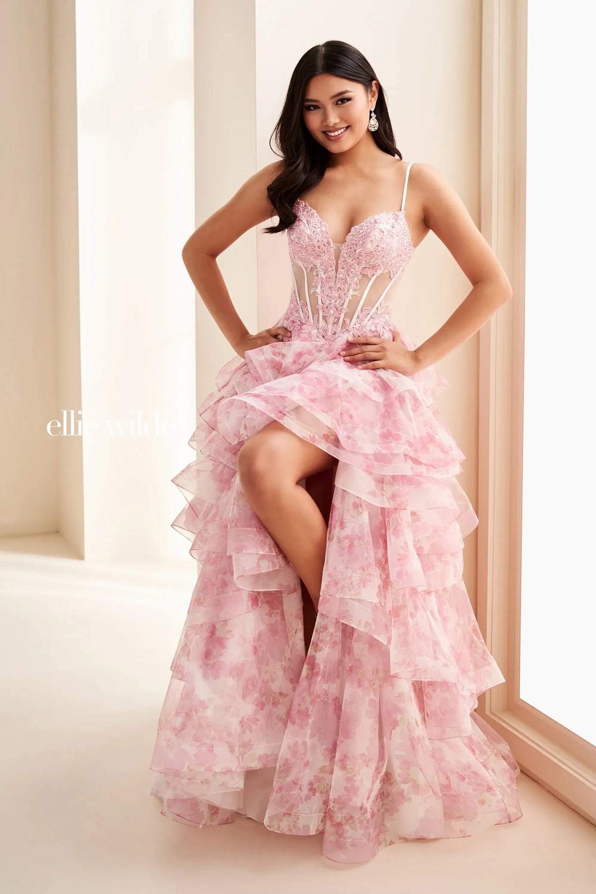 Ellie Wilde Prom Dress Light Pink/Multi / 00 Ellie Wilde EW37093