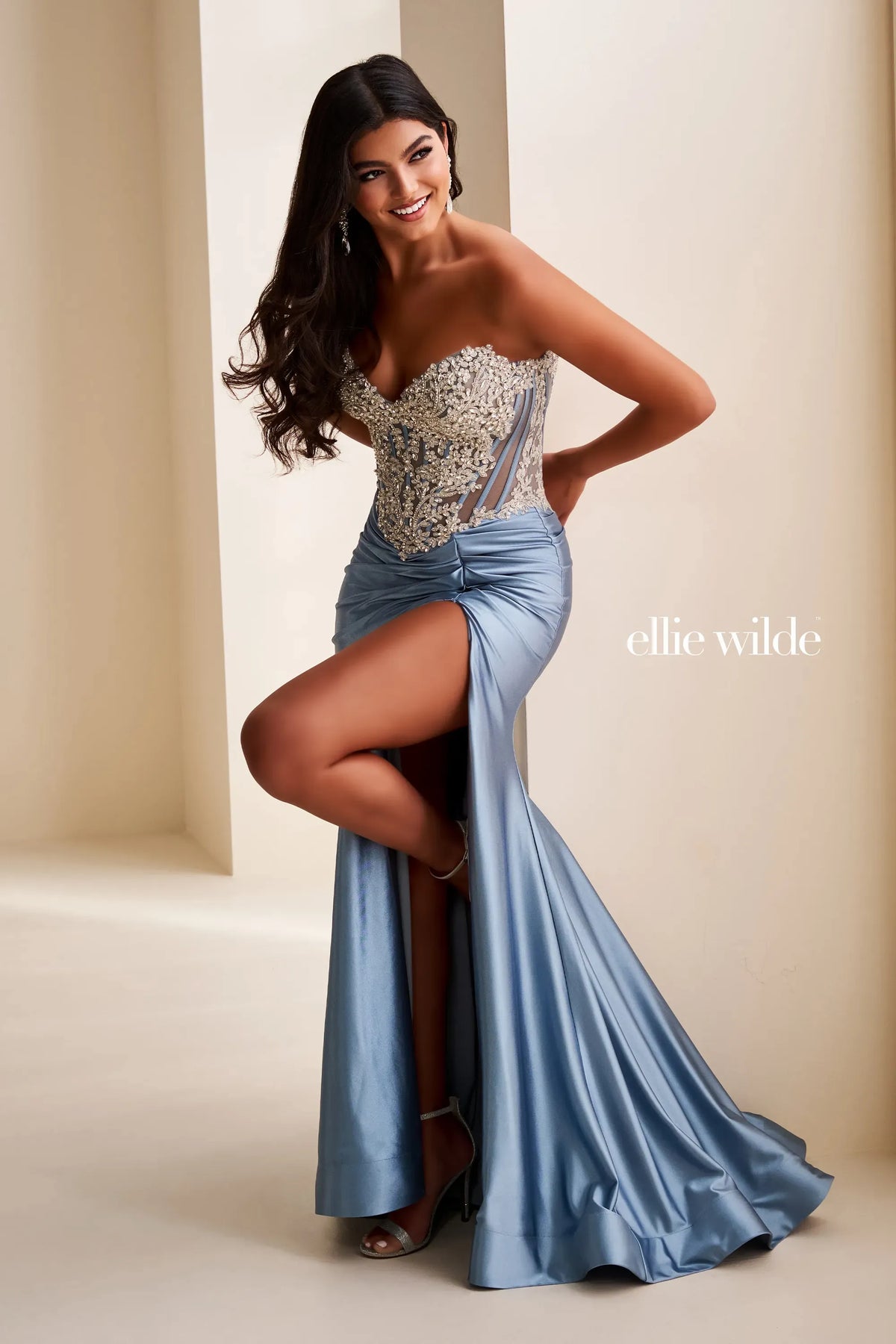 Ellie Wilde Prom Dress Misty Blue / 00 Ellie Wilde EW37044