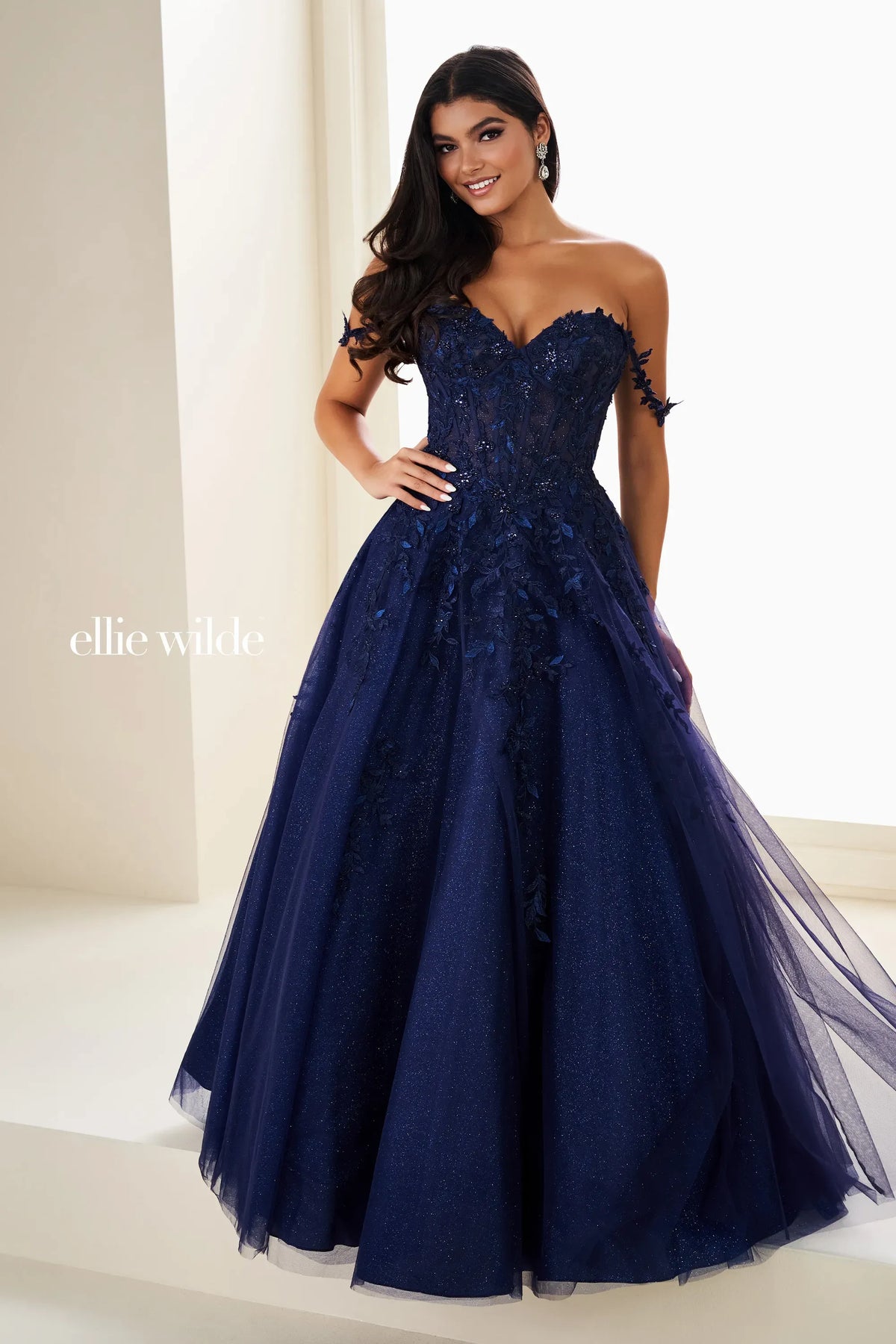 Ellie Wilde Prom Dress Navy Blue / 00 Ellie Wilde EW37028