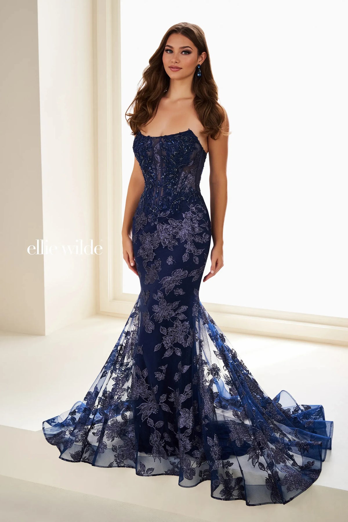 Ellie Wilde Prom Dress Navy Blue / 00 Ellie Wilde EW37083