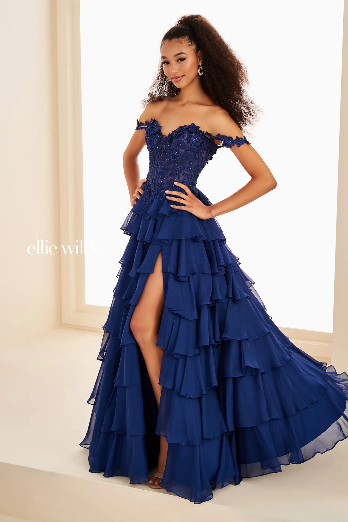 Ellie Wilde Prom Dress Navy Blue / 00 Ellie Wilde EW37108