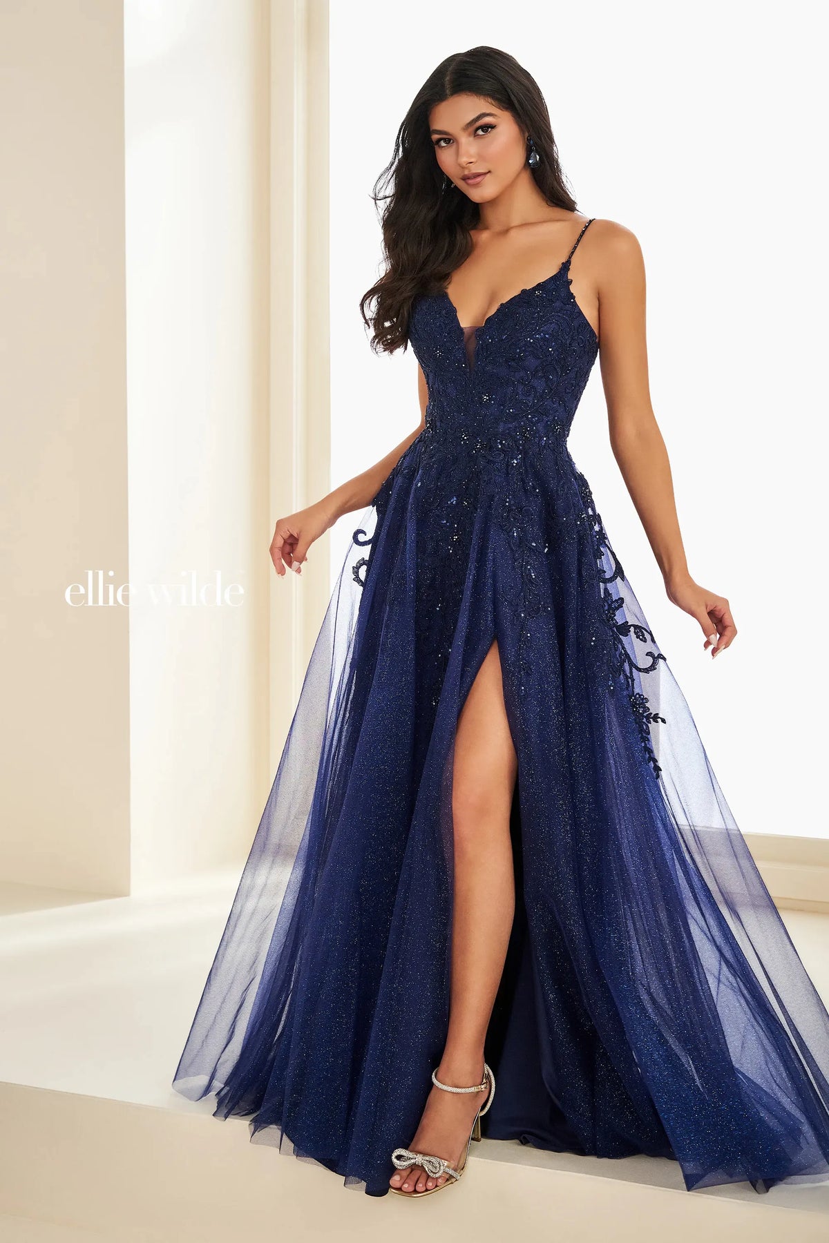 Ellie Wilde Prom Dress Navy Blue / 00 Ellie Wilde EW37214