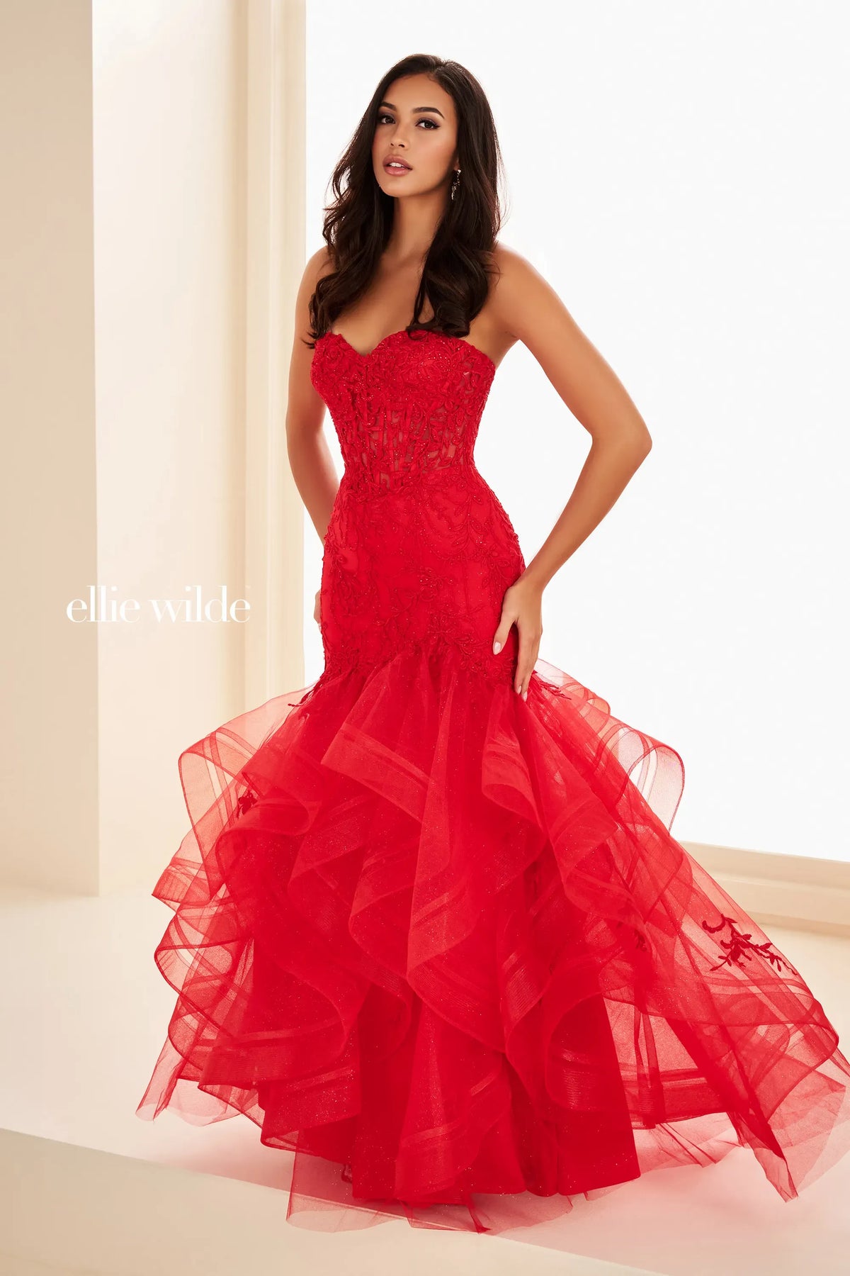 Ellie Wilde Prom Dress Red / 00 Ellie Wilde EW37113
