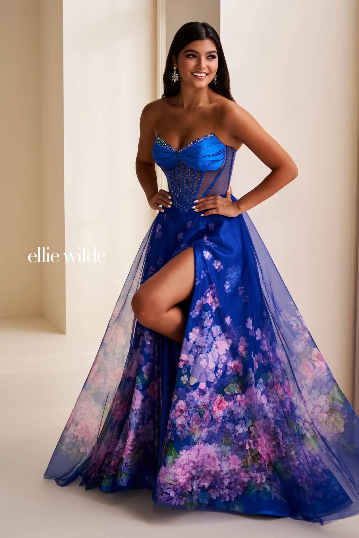 Ellie Wilde Prom Dress Royal/Multi / 00 Ellie Wilde EW37003