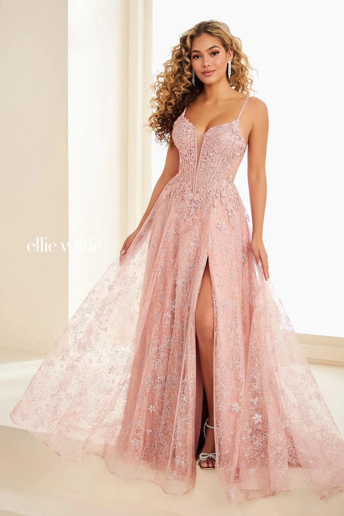 Ellie Wilde EW37206 English Rose A-Line prom dress