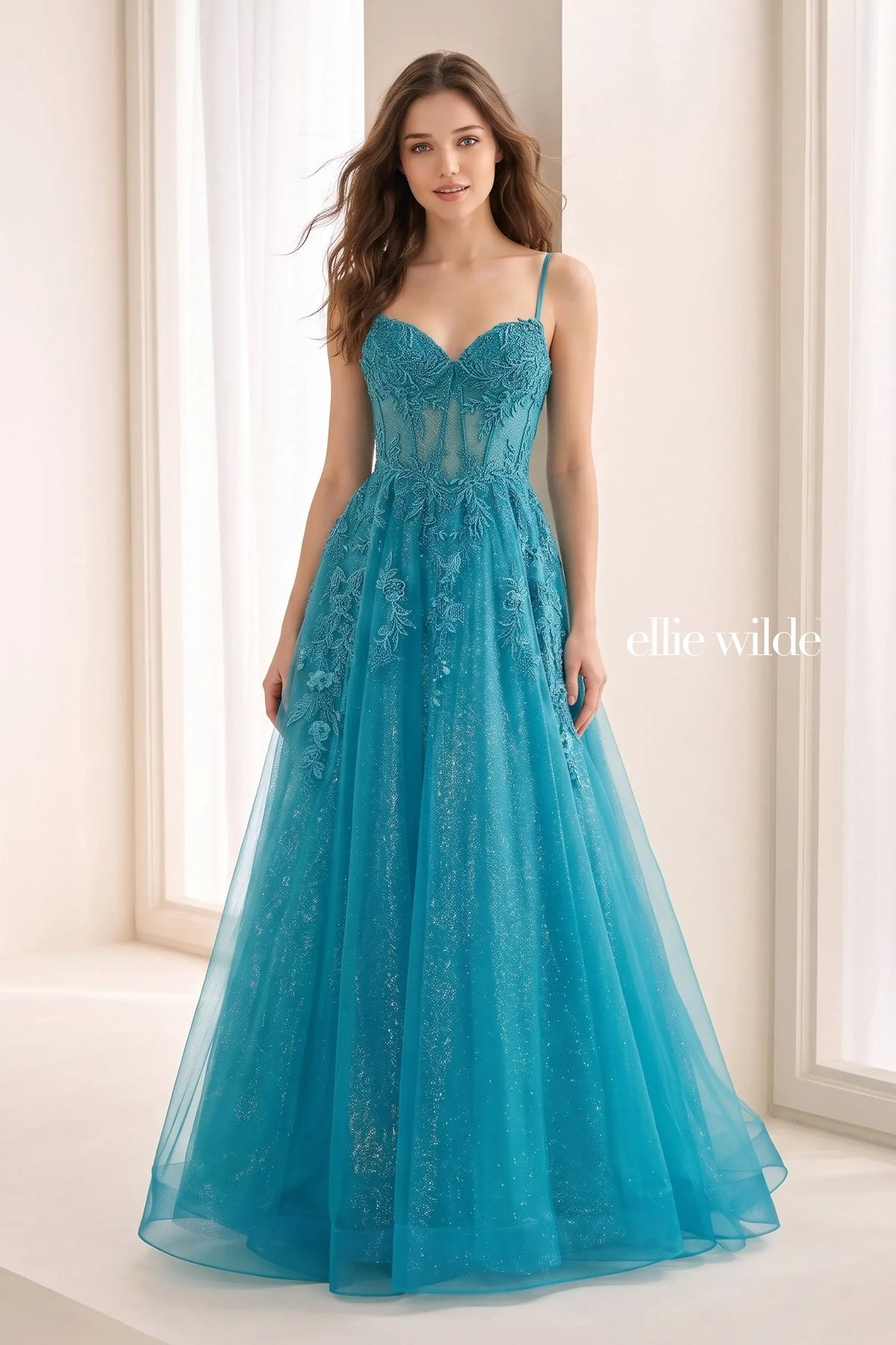 Ellie Wilde Prom Dress Light Teal Ellie Wilde EW38072