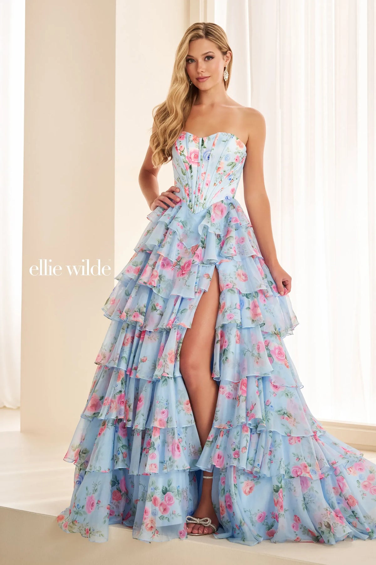 Ellie Wilde Prom Dress Blue/Multi Ellie Wilde EW38127