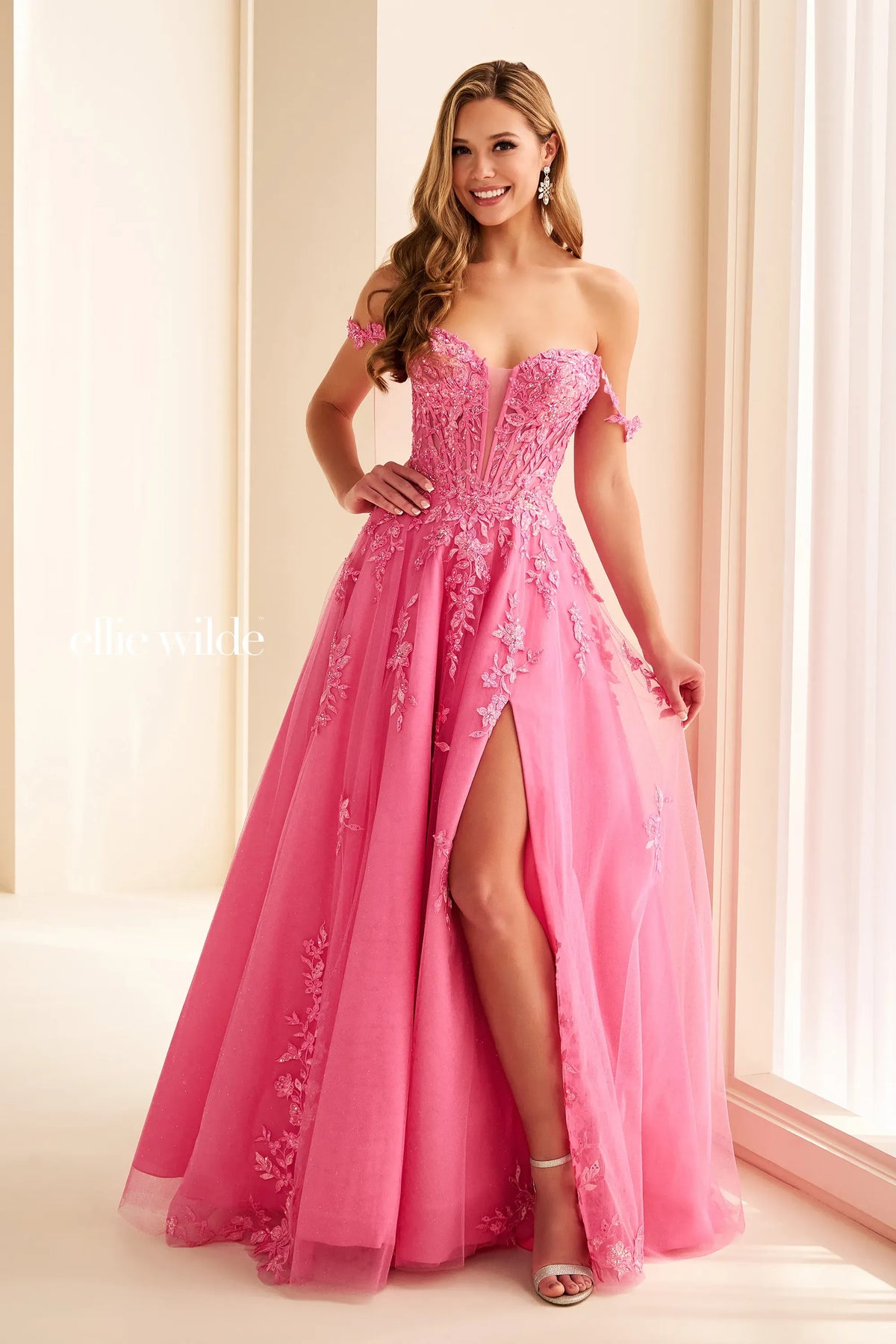 Ellie Wilde Prom Dress Hot Pink Ellie Wilde EW38205