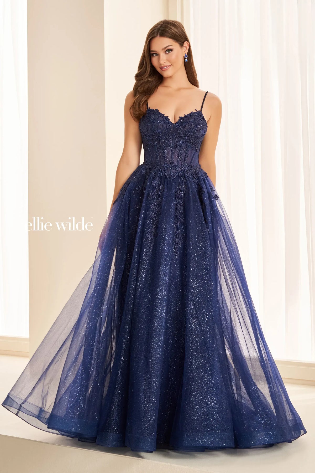 Ellie Wilde Prom Dress Navy Blue Ellie Wilde EW38217