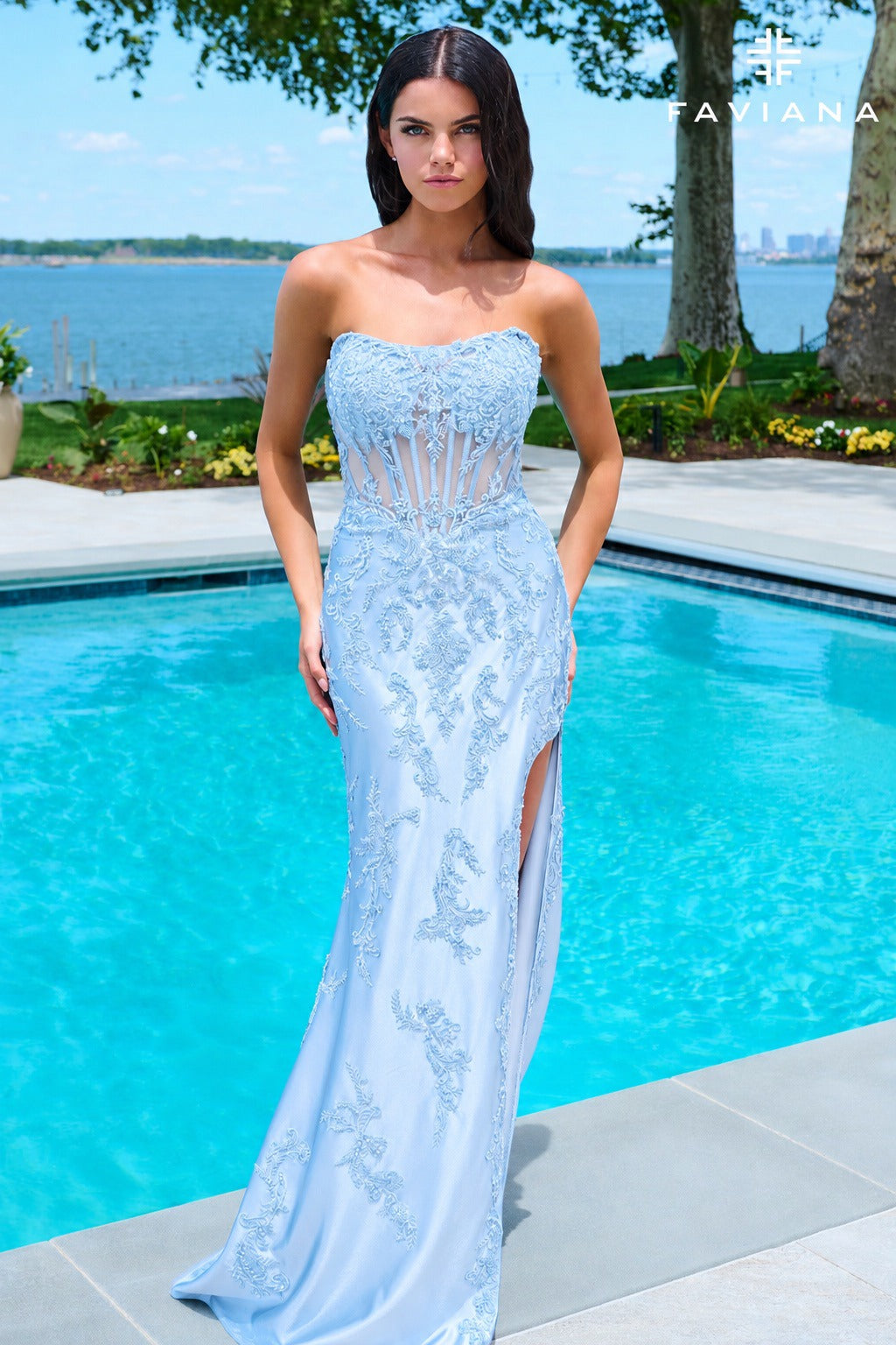 Faviana Prom Dress 00 / Cloud Blue Faviana 11625 Dress