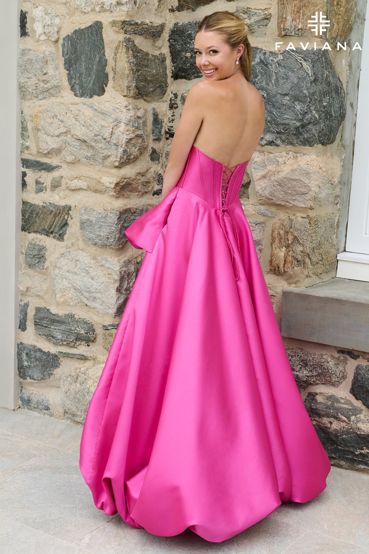 Faviana E11671 Beaded Corset Sparkle Stretch Jersey Mermaid Gown in Wild Berry
