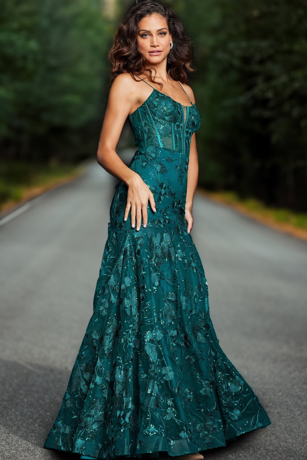 Jovani 38004 Yellow V Neckline Beaded Gown
