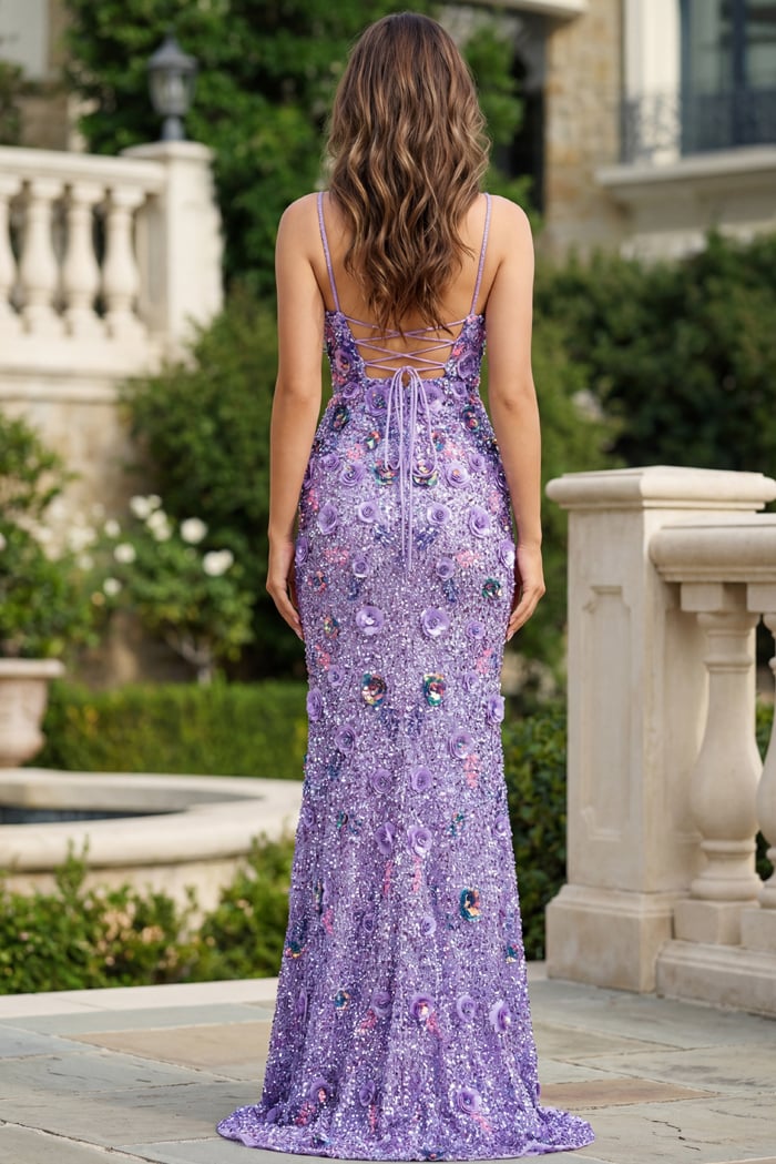 Jovani 46097 Sleeveless Gown with Plunging Neckline and Floral Embellishments