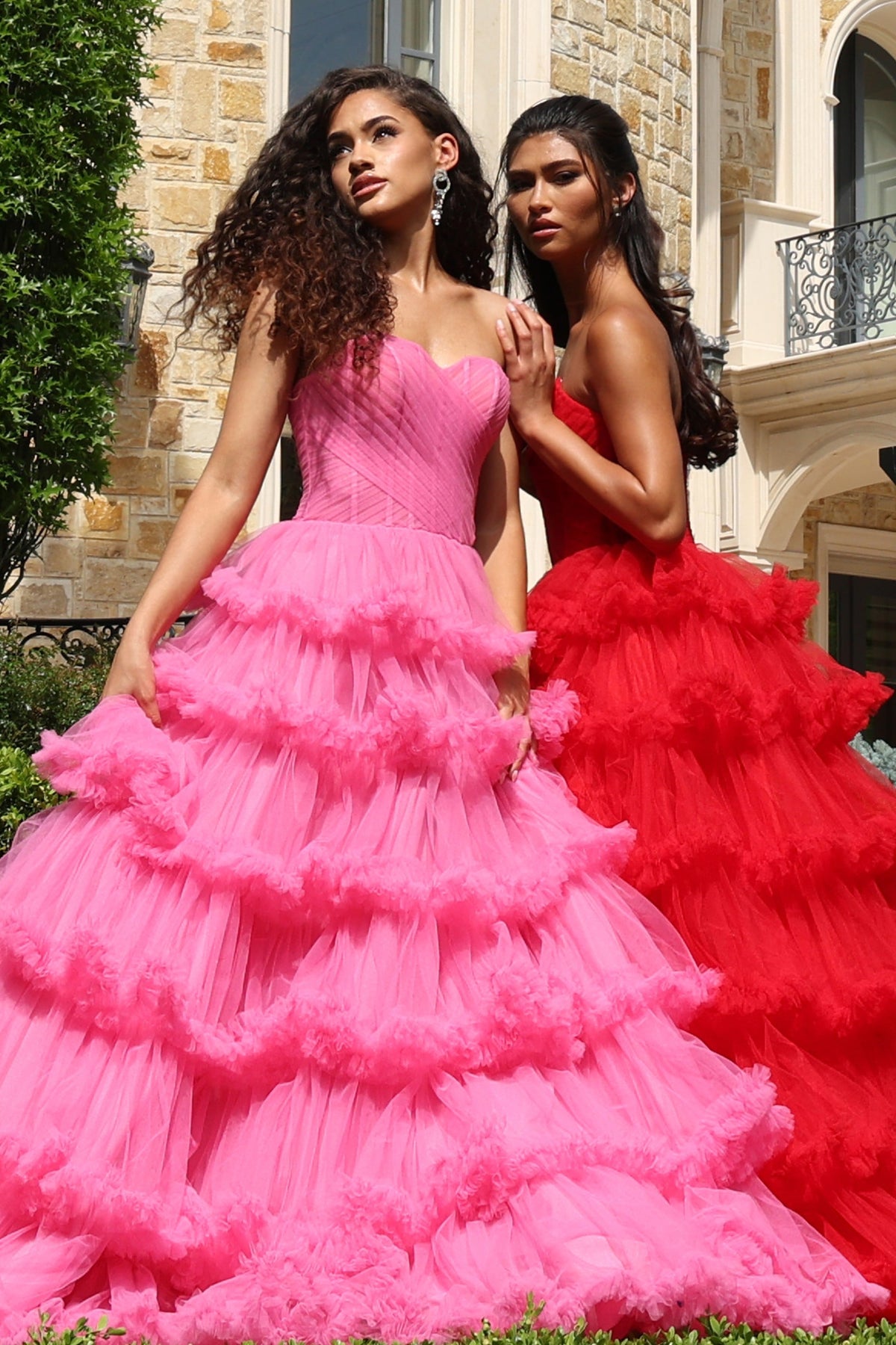 Jovani 47139 Strapless Tiered Ruffle Tulle Ball Gown