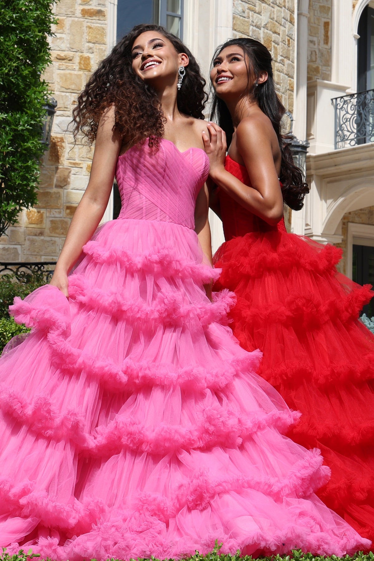 Jovani 47139 Strapless Tiered Ruffle Tulle Ball Gown