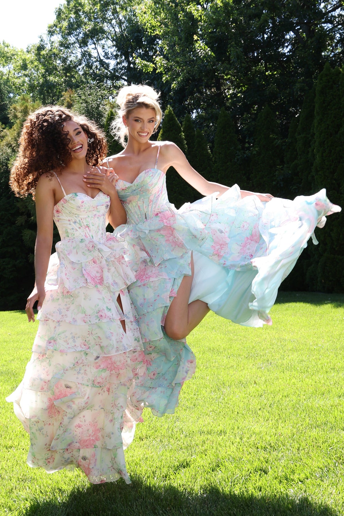 Jovani 47282 Floral Tiered Dress With Corset Bodice