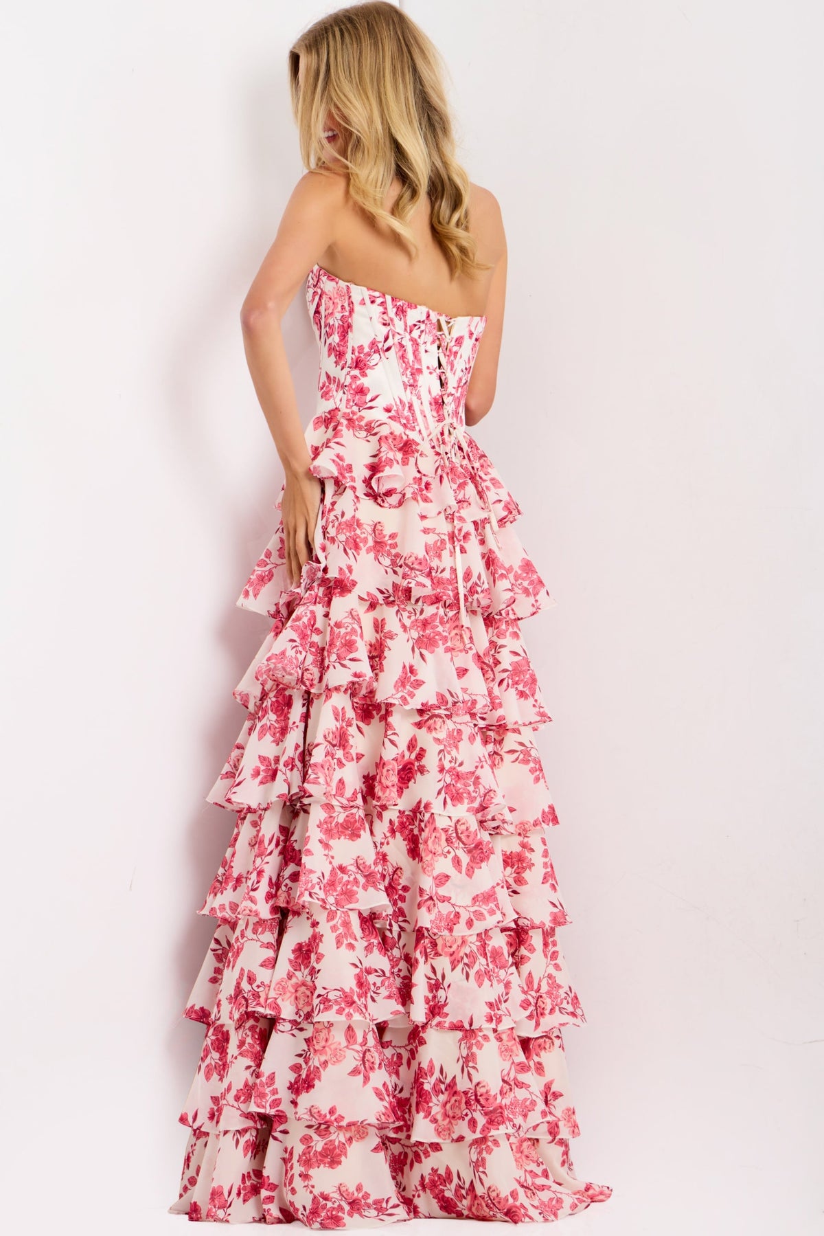 Jovani 47404 Sweetheart Bodice with Cascading Floral Ruffles