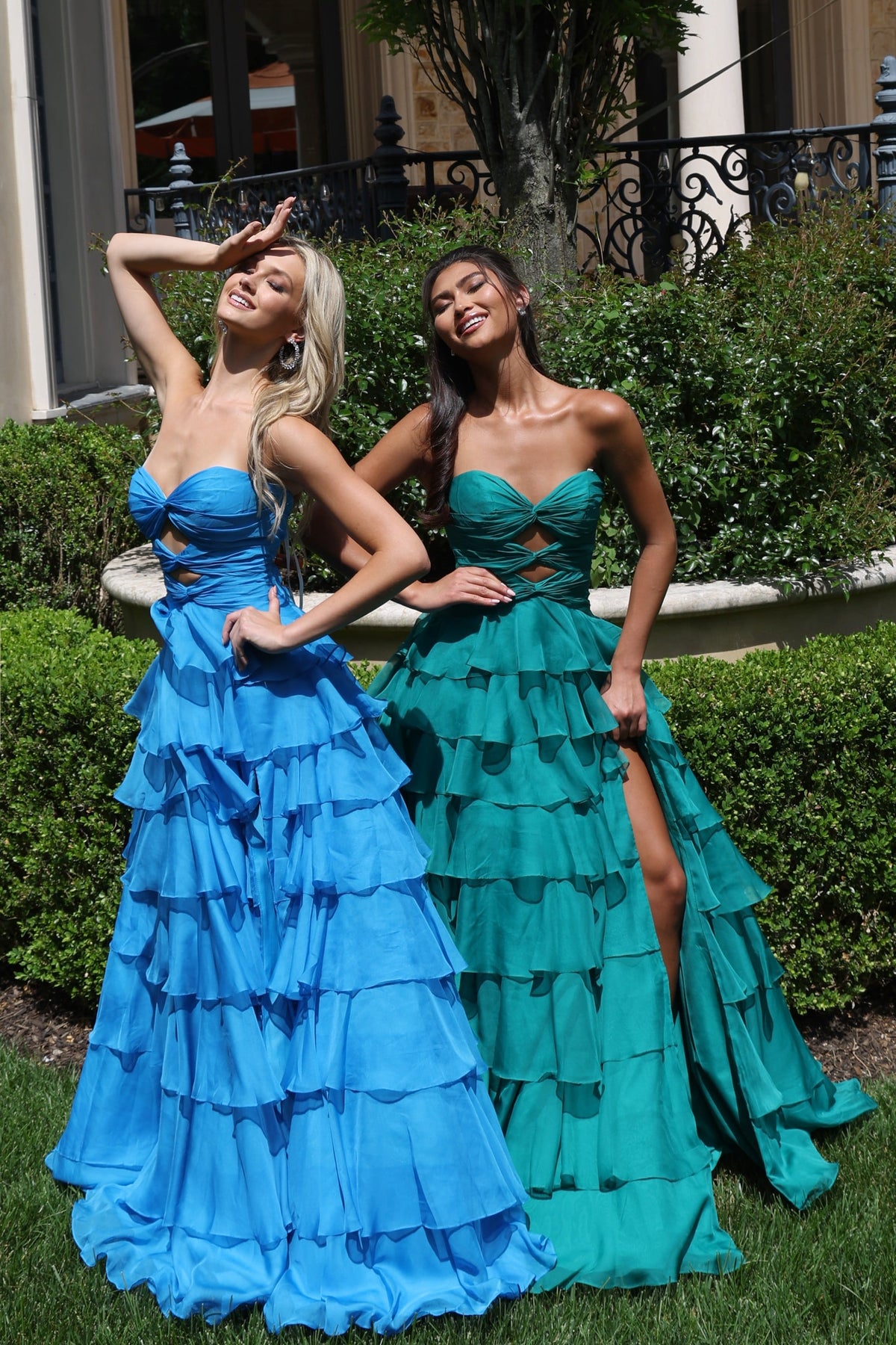 Jovani 47743 Strapless Tiered Ruffle Gown with Knotted Bodice