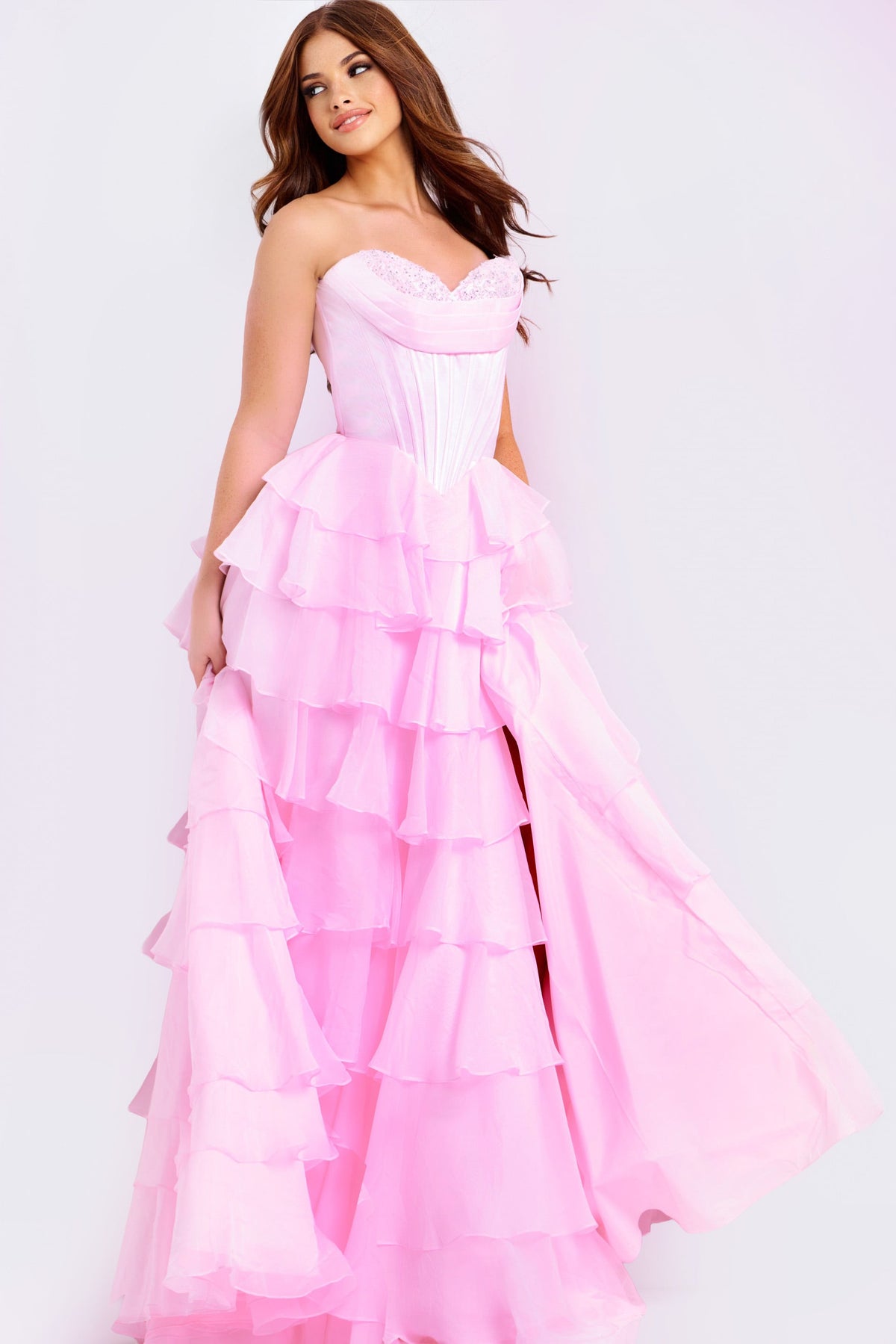 Jovani 47762 Strapless Tiered Ruffle Ball Gown Prom Dress