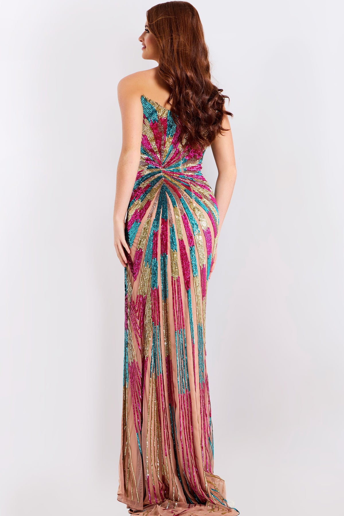 Jovani 47832 Multicolor Sequin Strapless Prom Dress
