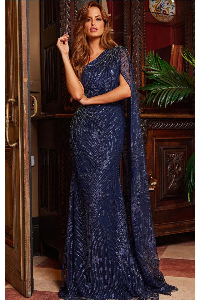 Jovani Dress Jovani 23354 One Shoulder Embellished Evening Dress