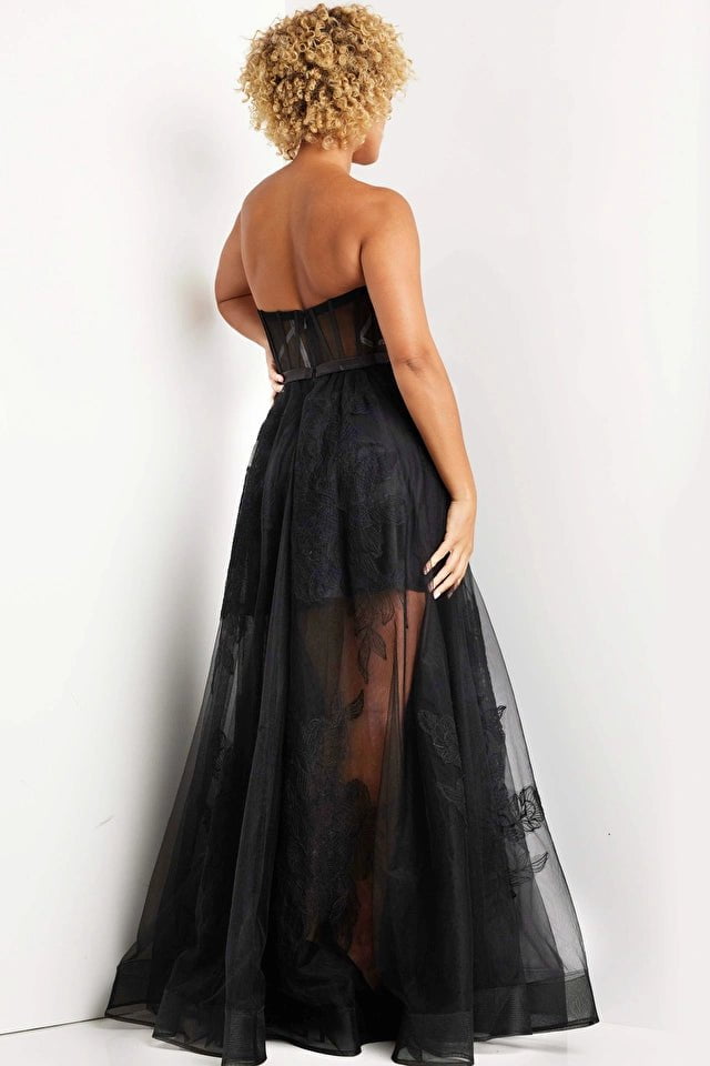 Jovani Dress Jovani 37646 Black Corset Bodice Tulle Dress