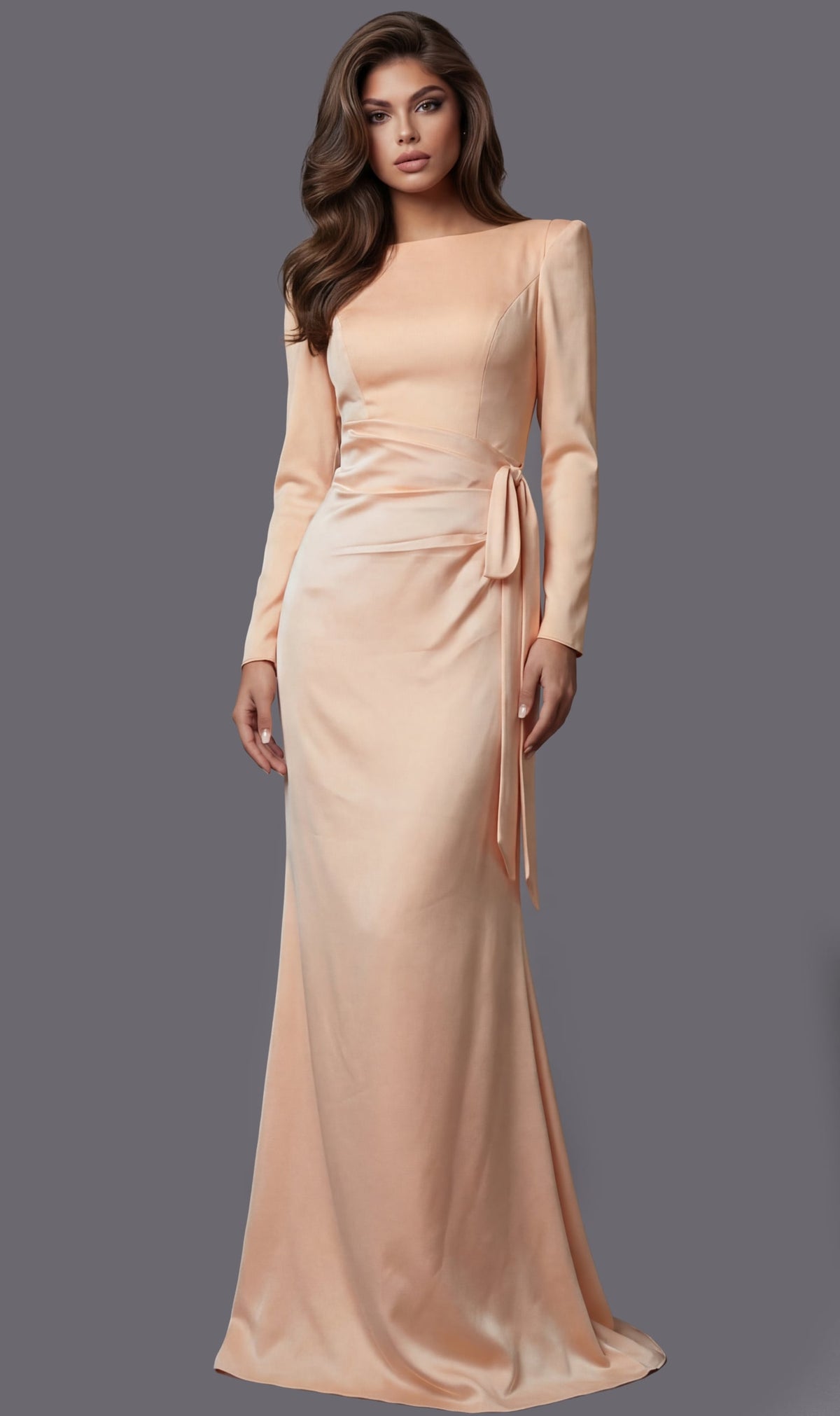 Jovani Evening Dress 00 / Black Jovani 51618 Elegant Long Sleeve Evening Gown With Side Tie Detail