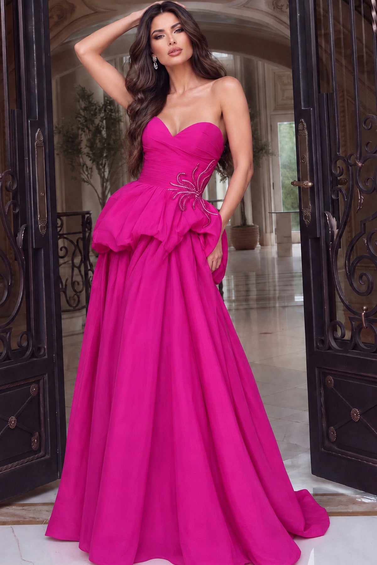 Jovani Evening Dress 00 / Black Jovani 53141 Strapless Sweetheart Bubble Peplum Ball Gown