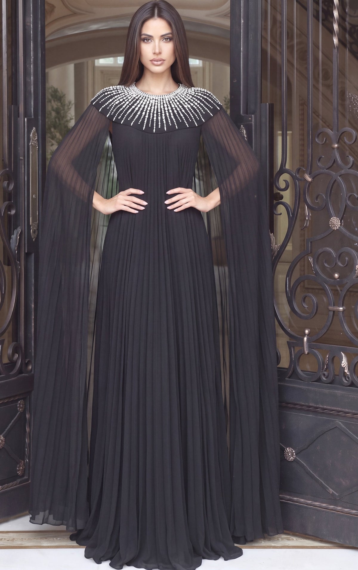 Jovani Evening Dress Black Black Beaded Column Gown - Jovani 53893