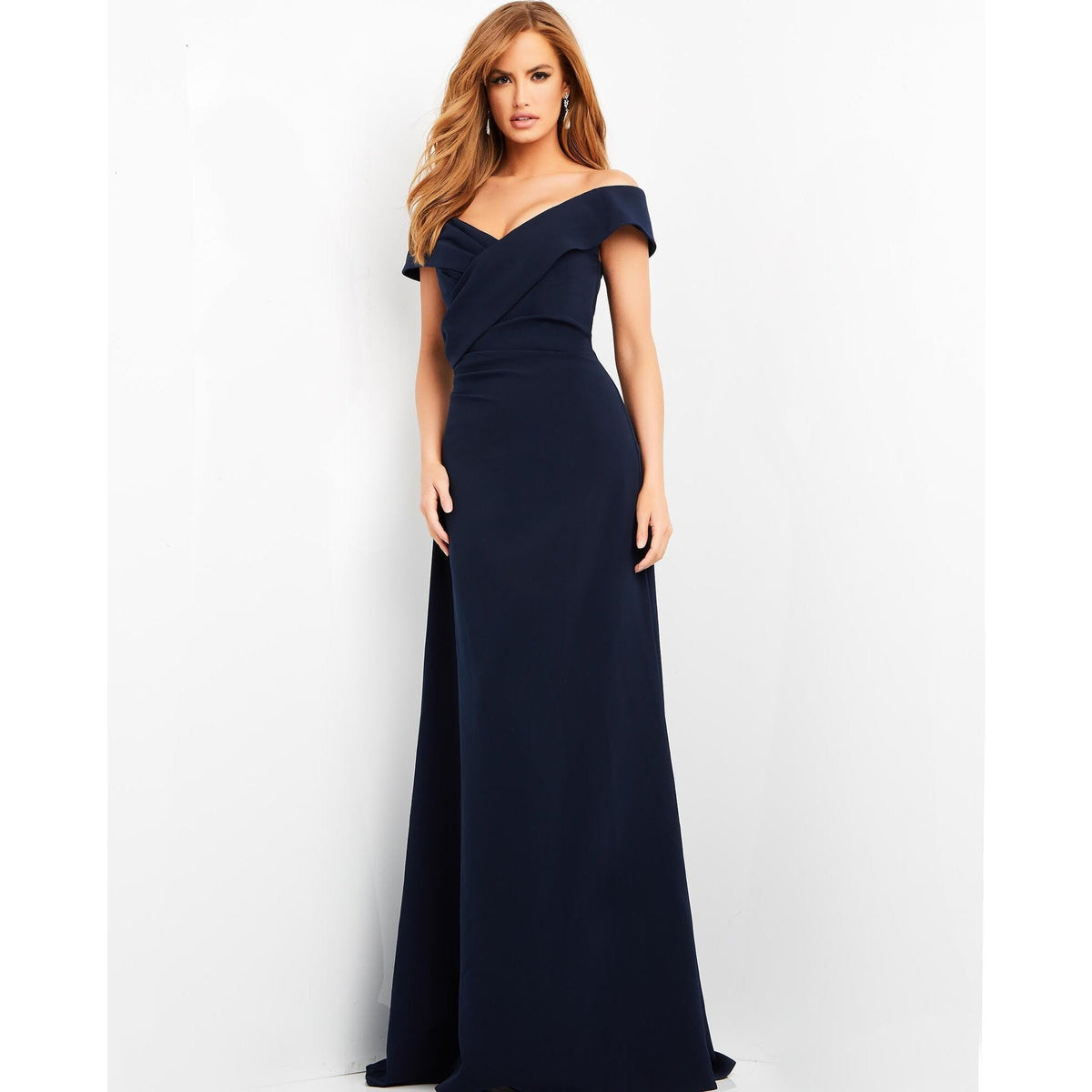 Jovani Evening Dress Jovani 06746 Crepe Off the Shoulder Evening Dress