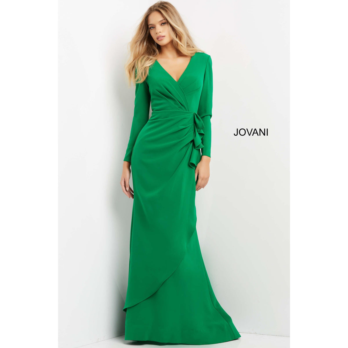 Jovani Evening Dress Jovani 06995 Long Sleeve V Neck Evening Dress