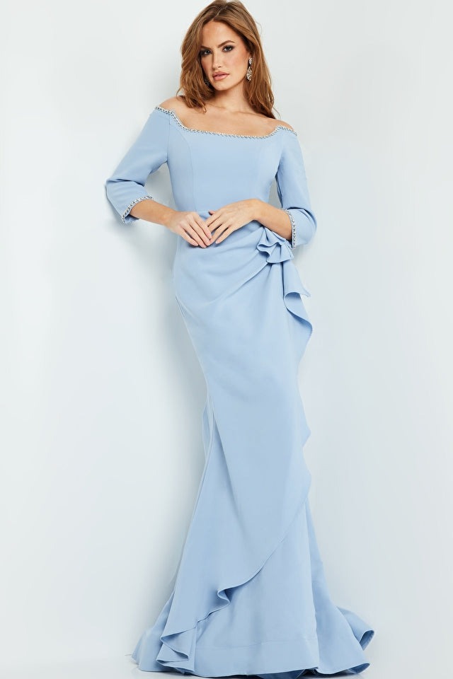 Jovani Evening Dress Jovani 23190 Fitted Three Quarter Sleeve Evening Gown