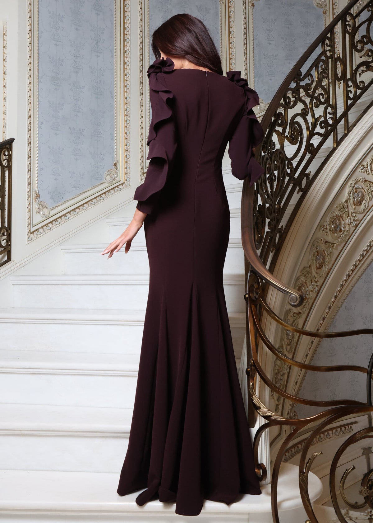 Jovani Evening Dress Jovani 51598 Mermaid Gown With Sculptural Ruffle Shoulders