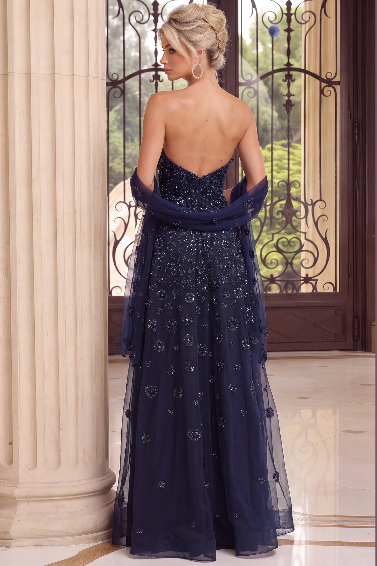 Jovani Evening Dress Jovani 51617 Beaded Tulle A Line Gown