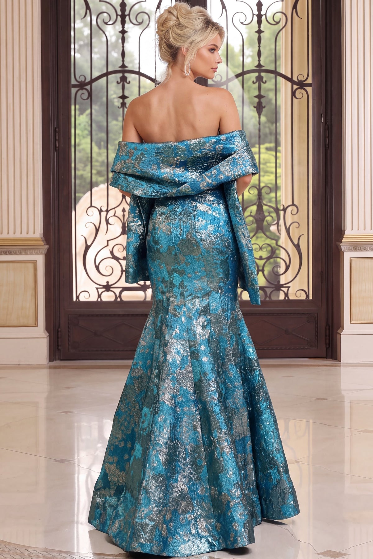 Jovani Evening Dress Jovani 51634 Strapless Metallic Brocade Mermaid Gown