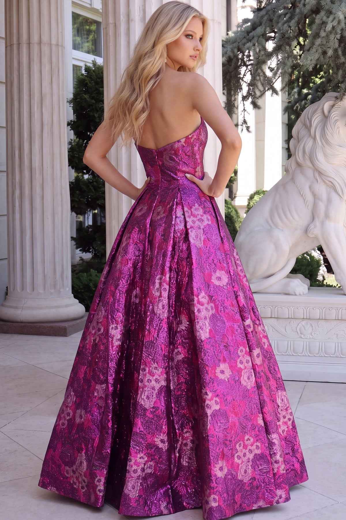 Jovani Evening Dress Jovani 51694 Strapless Structured Brocade Ball Gown