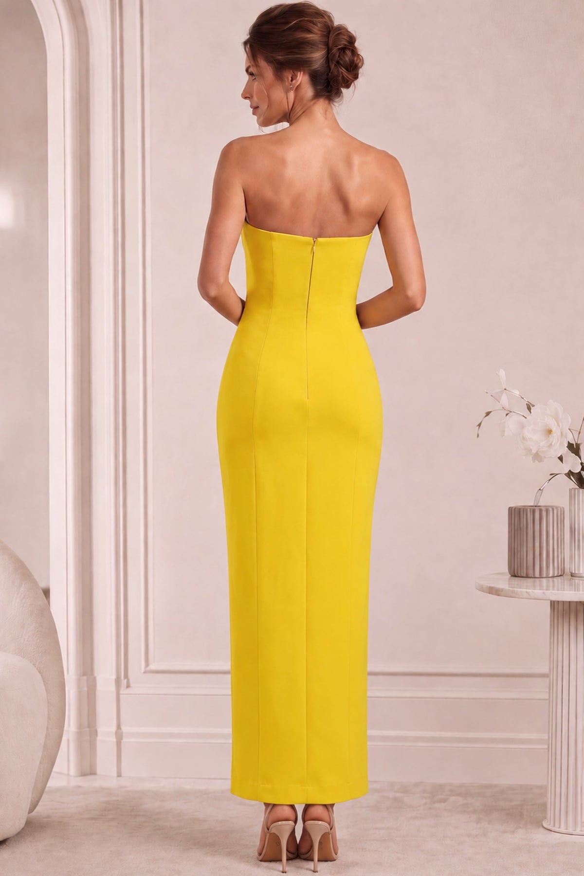 Jovani Evening Dress Jovani 51704 Strapless Fitted Evening Gown With Crystal Rose Detail