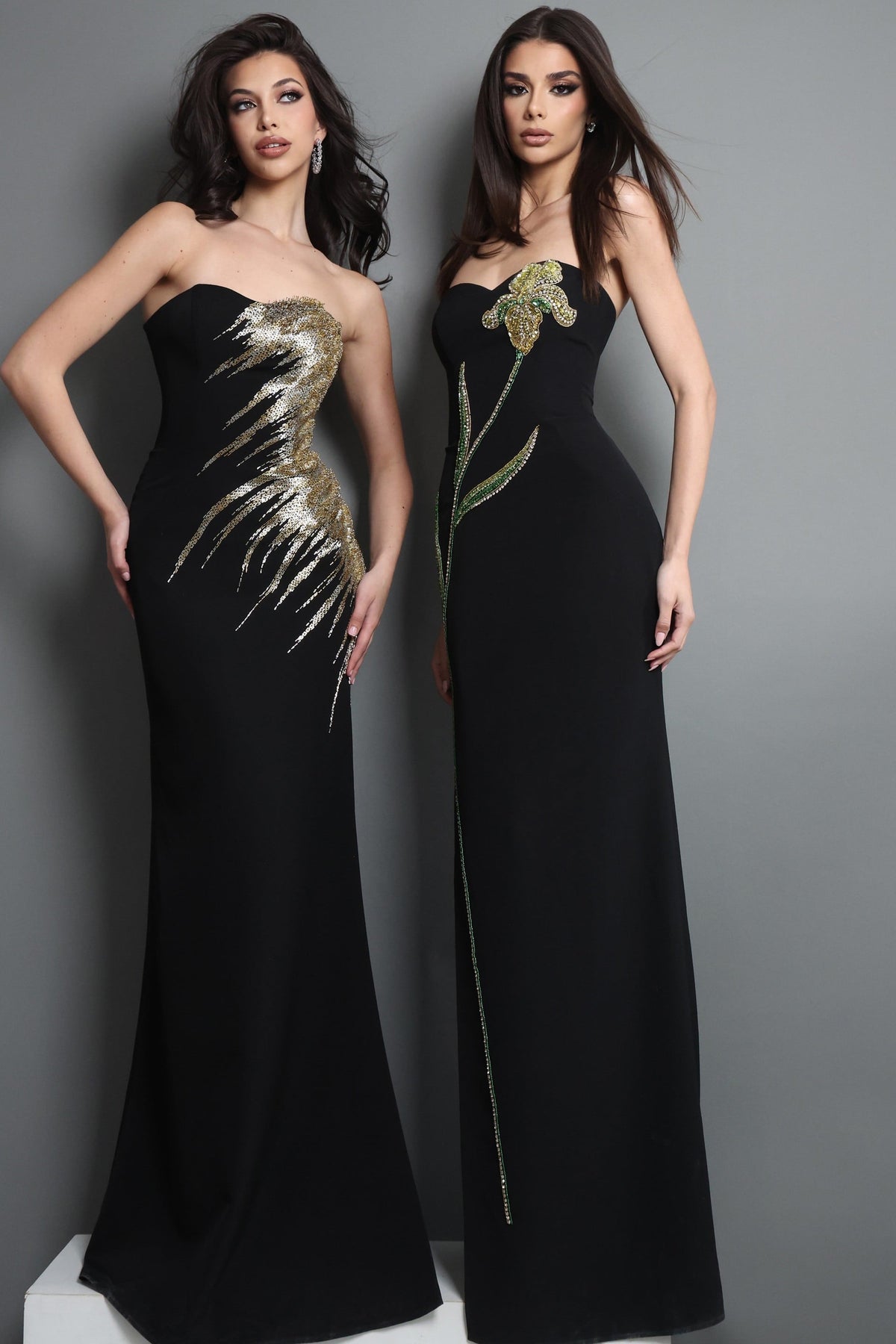 Jovani Evening Dress Jovani 51900 Strapless Gold Sequin Embroidery Mermaid Long Dress
