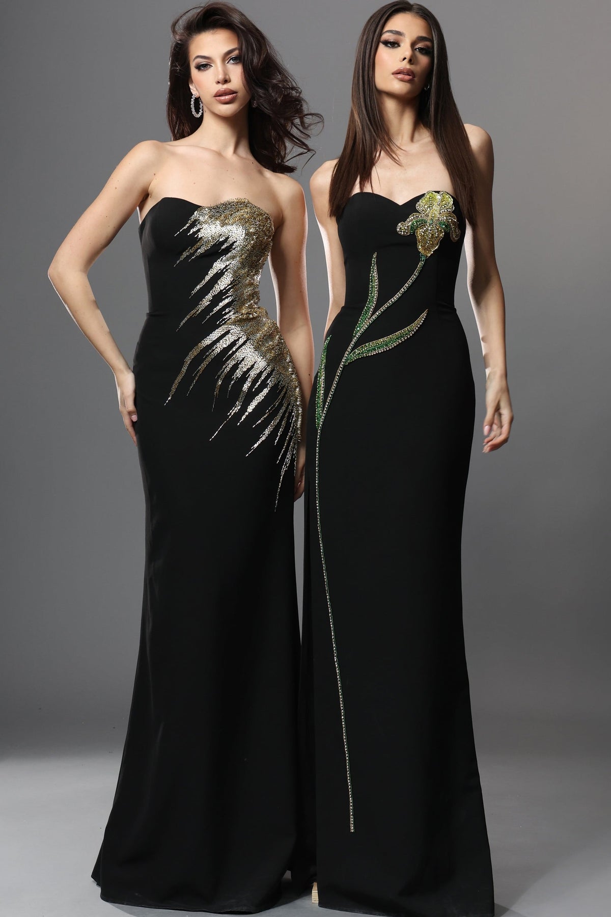 Jovani Evening Dress Jovani 51900 Strapless Gold Sequin Embroidery Mermaid Long Dress