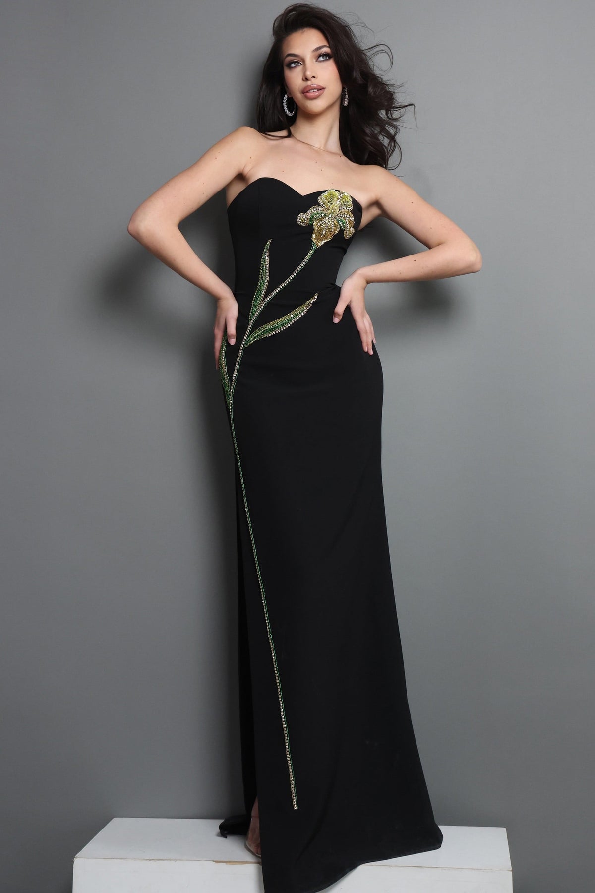 Jovani Evening Dress Jovani 51902 Embellished Flower Design Sheath Dress