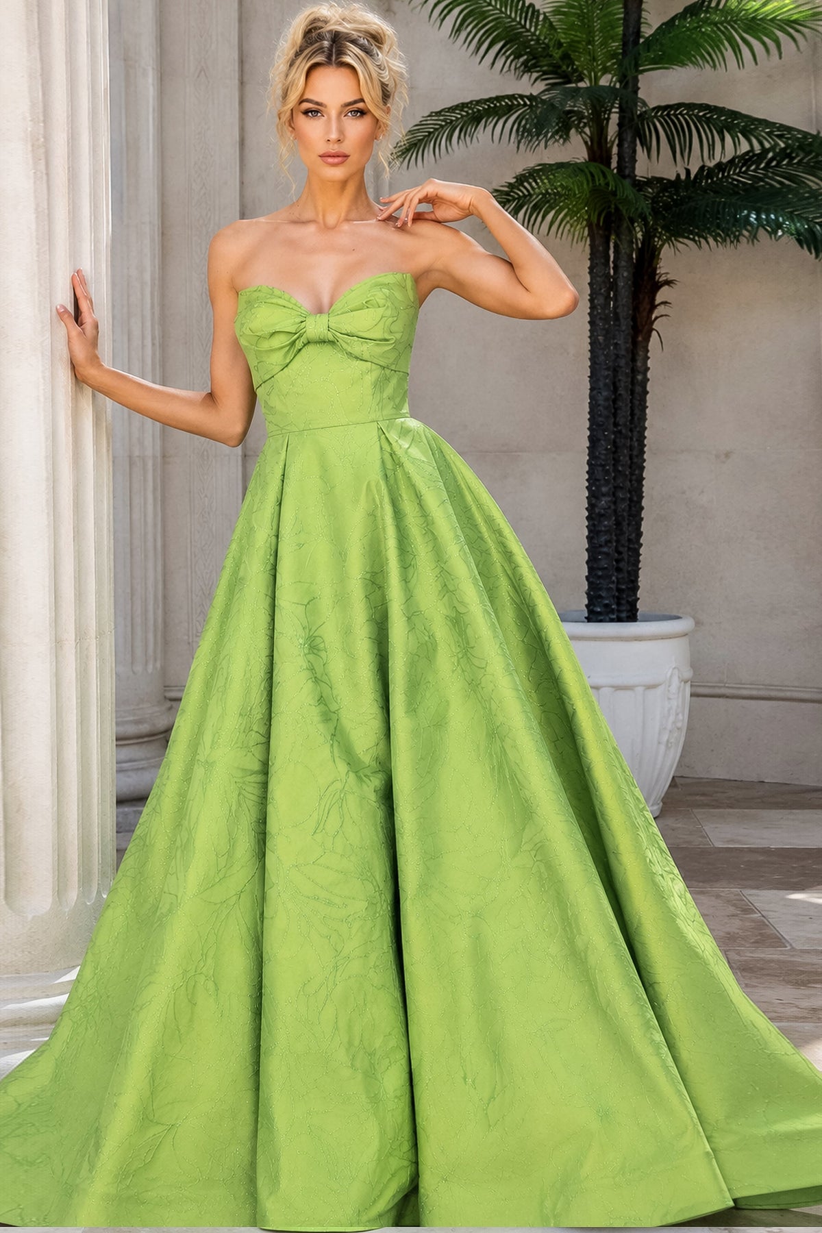 Jovani Evening Dress Jovani 52121 Strapless Sweetheart Bow Ball Gown Evening